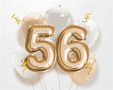 Happy 56th Birthday With Gold Balloons Greeting Card Background Stock