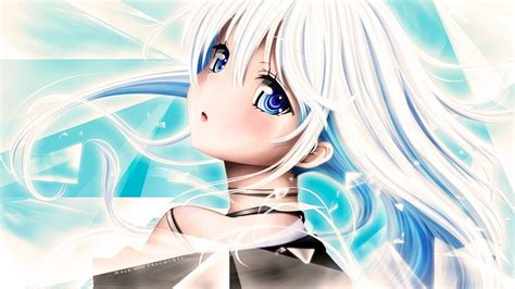 Beautiful Anime Girl Blush Blue Eyes Girl White Hair Hd Wallpaper