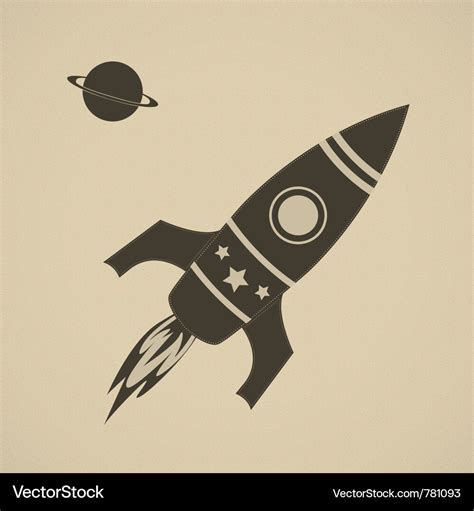 Vintage Rocket In Space Royalty Free Vector Image