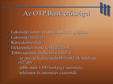 PPT A magyar bankpiac jellemzői és az OTP PowerPoint Presentation