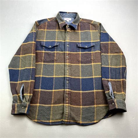 Wallace And Barnes Wallace And Barnes Flannel Shirt Large Brown Tan Plaid