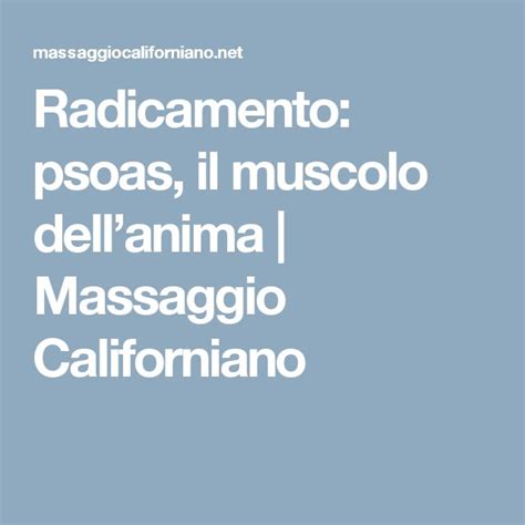 Radicamento Psoas Il Muscolo Dellanima Massaggio Californiano