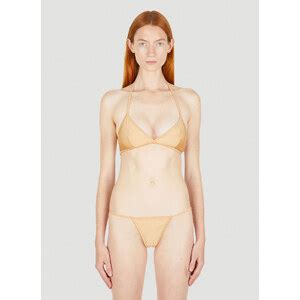 Gucci Interlocking G String Bikini In Beige Ln Cc Female Beige Polyamide Elastane