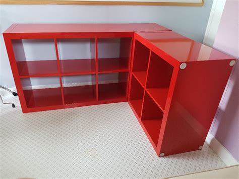 Ikea Expedit Kallax High Gloss Red Shelving Unit X2 In West Moors