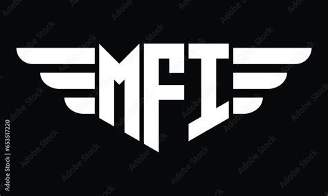 Mfi Three Letter Logo Creative Wings Shape Logo Design Vector Template