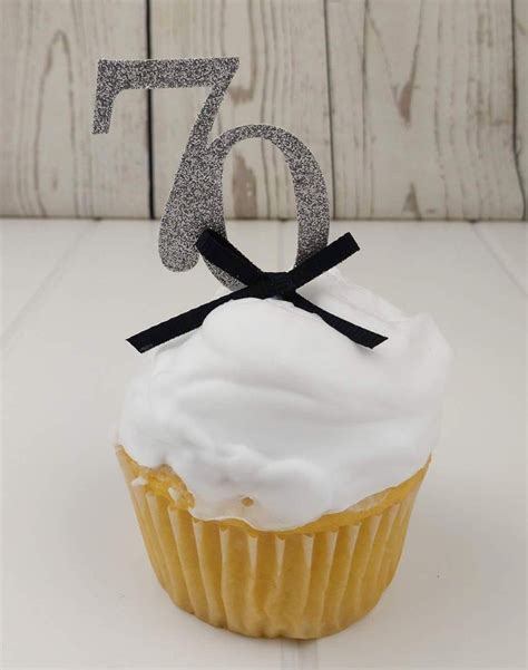 70th Birthday Cupcake Toppers Seventy Birthday Cupcake Topper Glitter