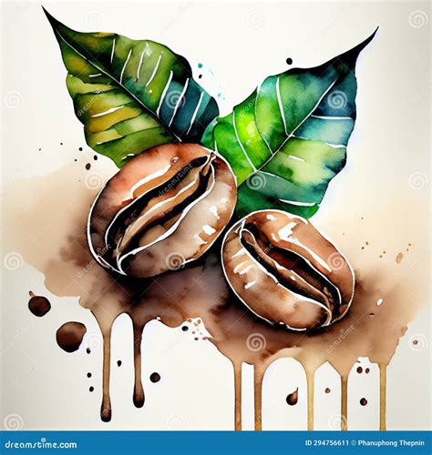 Coffee Beans Water Color Stock Illustration Illustration Of Closeup