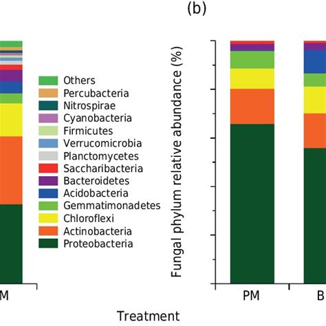 Relative Abundance Of Soil Bacteria A And Fungi B At Phylum Level