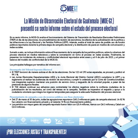 Comunicado La Misión de Observación Electoral de Guatemala MOE Gt