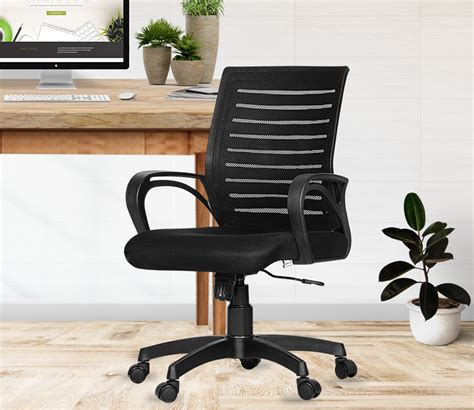 Buy Tulip Mid Back Revolving Mesh Ergonomic Chair For Office Black At