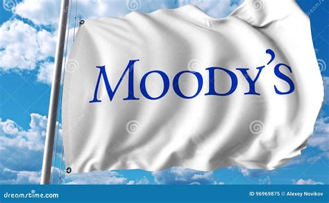 Waving Flag with Moody`s Corporation Logo. Editoial 3D Rendering ...