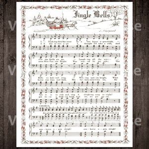 Printable Vintage Christmas Carols Color Illustrations Christmas Songs ...