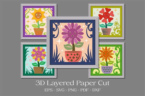 Cute Flowers 3D Layered Paper Cut Bundle Graphic by NightSun · Creative ...