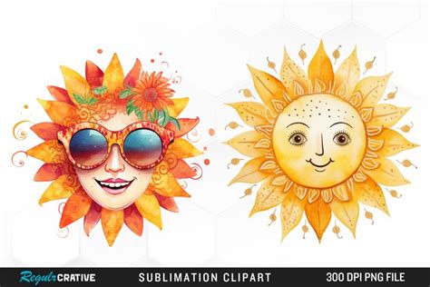 Retro Sun Character Clipart Fun