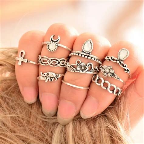 Conjunto De Anillos De Dedo Anel Midi Para Mujer Sortijas De Nudillos