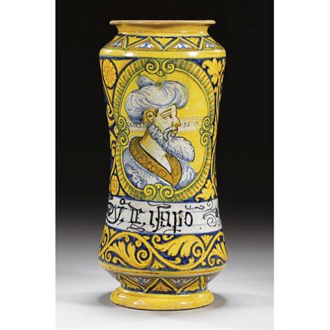 A Rare Maiolica Albarello With Portrait Of Ibn Sina Avicenna