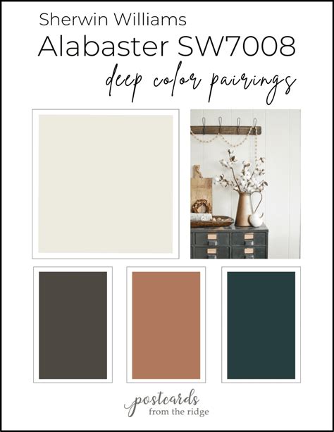 Sherwin Williams Alabaster SW7008 Color Palettes And Review Postcards