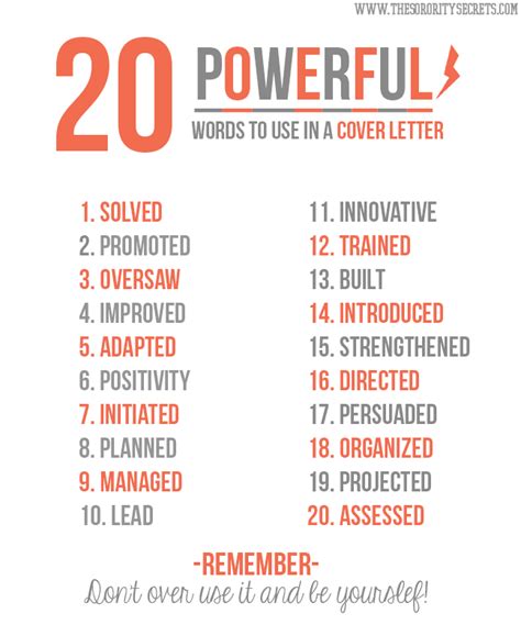 The Sorority Secrets 20 Powerful Words To Use In A Resume