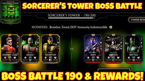 Sorcerers Tower 190 Boss Battle Reward Gold Team Boss Mk11 Rain