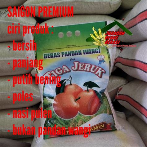 Jual BERAS SAIGON PULEN CAP TIGA JERUK 5KG 10KG 20KG Shopee Indonesia