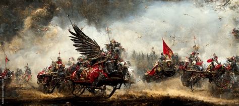 Winged Hussar Charge Digital Art D Render Concept Art Stock