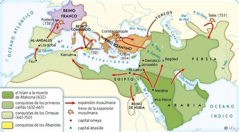 Expansión del islam en la Edad Media Imperio islamico Mapas Mapa