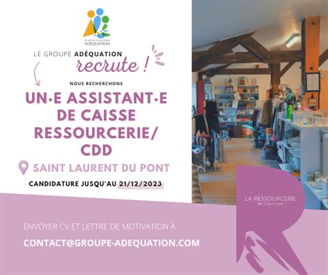 Offre D Emploi Assistante De Caisse Ressourcerie Cddad Quation