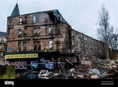 Paisley West End Regenartion Begins On Well St Jan 23 2024 Stock Photo