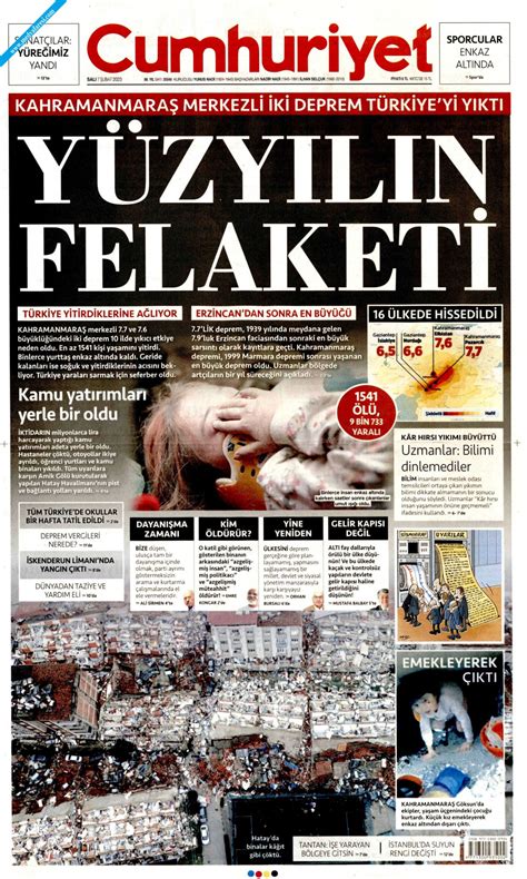 Cumhuriyet Gazetesi 07 Şubat 2023 Salı