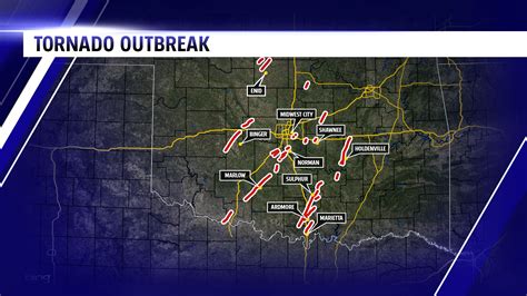 Weekend Tornado Outbreak Map Oklahoma City