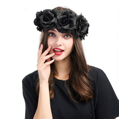 Black Flower Crown Black Flower Headband Majestic Crowns