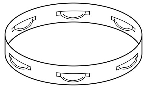 Hand Drawn Tambourine Percussion Musical Instrument Doodle Style