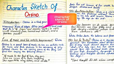 Character Sketch Of Orsino Full Summary In Hindi Of Twelfth Night