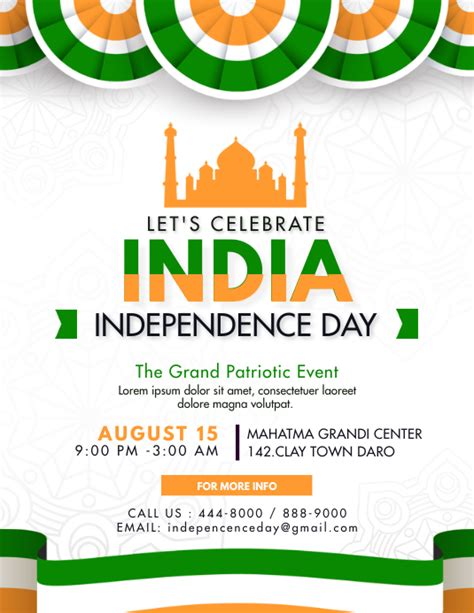 Modern Indian Independence Day Event Flyer Template Postermywall