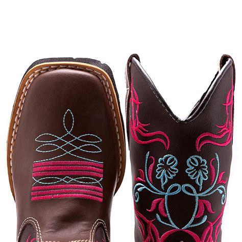 Bota Botina Montaria Texana Country Feminina Couro Floral Azul