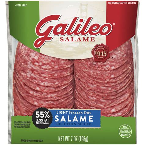 Galileo Salame Deli Thin Sliced Light Italian Dry Salami 7 Oz 7 Oz