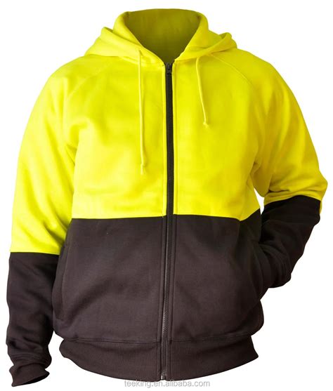 High Visibility Two Tone Color Full Zip Safety Fleece Hoodie Buy