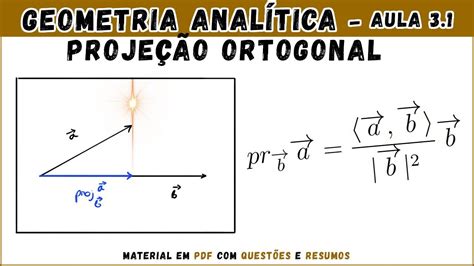 Geometria Anal Tica Plana Proje O Ortogonal De Vetores Aula