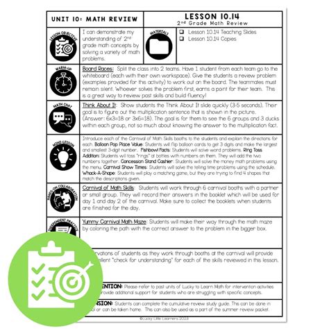 Lucky To Learn Math Lesson 10 14 Cumulative Math Review Lesson Plan Lucky Little Learners