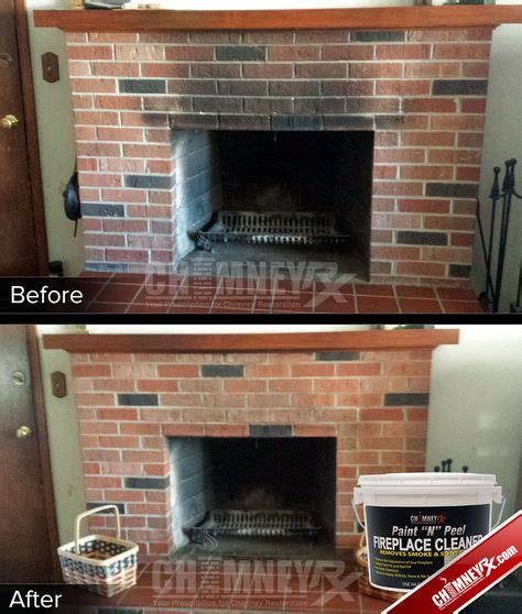 04 Brick Fireplace Smoke Soot Stains Before After Paintnpeel Cleaning Brick Fireplaces Brick