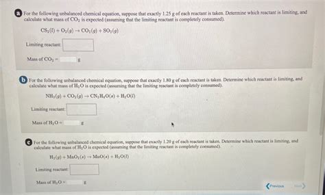 Solved A For The Following Unbalanced Chemical Equation Chegg