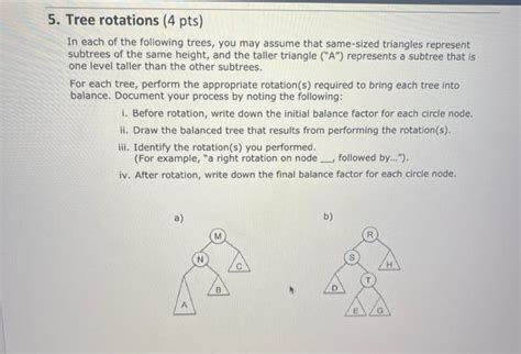 Solved AVL Tree Balancing 6pts Given The Following Trees Chegg