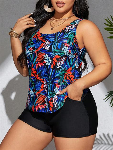 Shein Swim Lushore Plus Size Backless Tankini Top Shein Usa