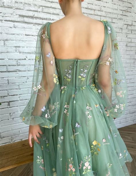 Flourishing Meadow Corset Dress Prom Dresses Long With Sleeves Tea