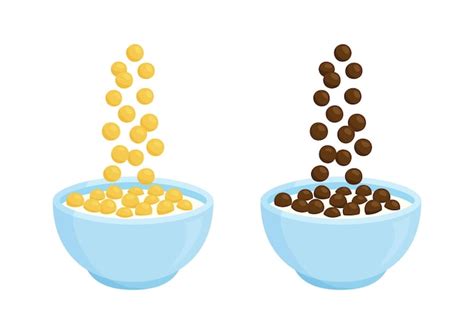 Premium Vector Bowl Of Cereal And Chocolate Milk Breakfast Cartoon