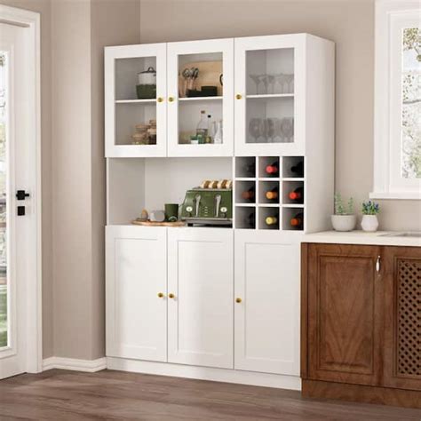 Fufu Gaga Large Doors Kitchen Cabinet With Hutch And Buffet Pantry