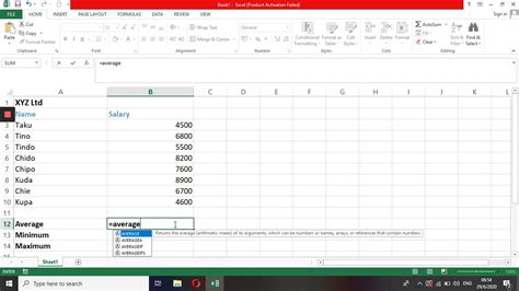 How To Calculate Average Maximum And Minimum Using Microsoft Excel Youtube