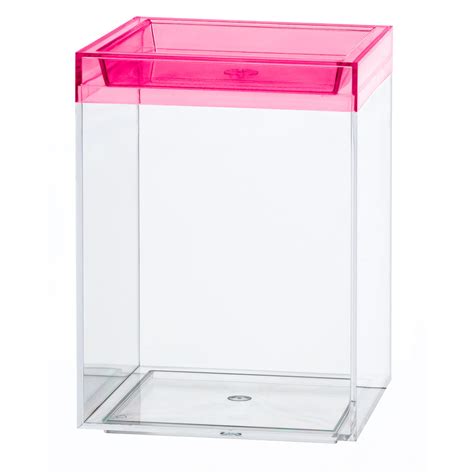 Clear Plastic Stacking Canister Box With Crystal Lid Measures 4 X 4 X