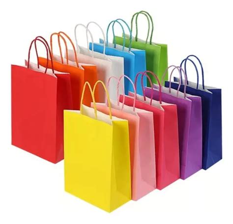 Bolsas De Papel Kraft Regalo Colores 16x21x8 12 Unidades Cuotas Sin