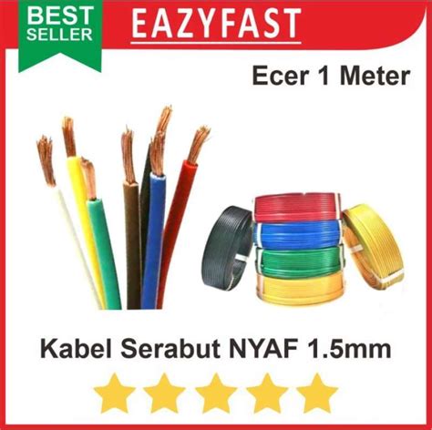 Jual Kabel Serabut Nyaf 1x1 5 1 5 Mm 1 5mm Warna Ecer Tunggal Single